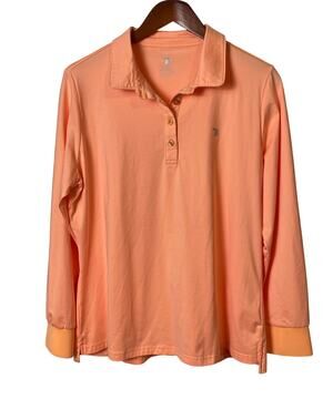 Trr Women's Orange Long Sleeve Polo Golf Shirt Size X-Large